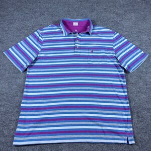 Johnnie-O Hangin Out Mens Large Polo Shirt Blue Purple Striped
